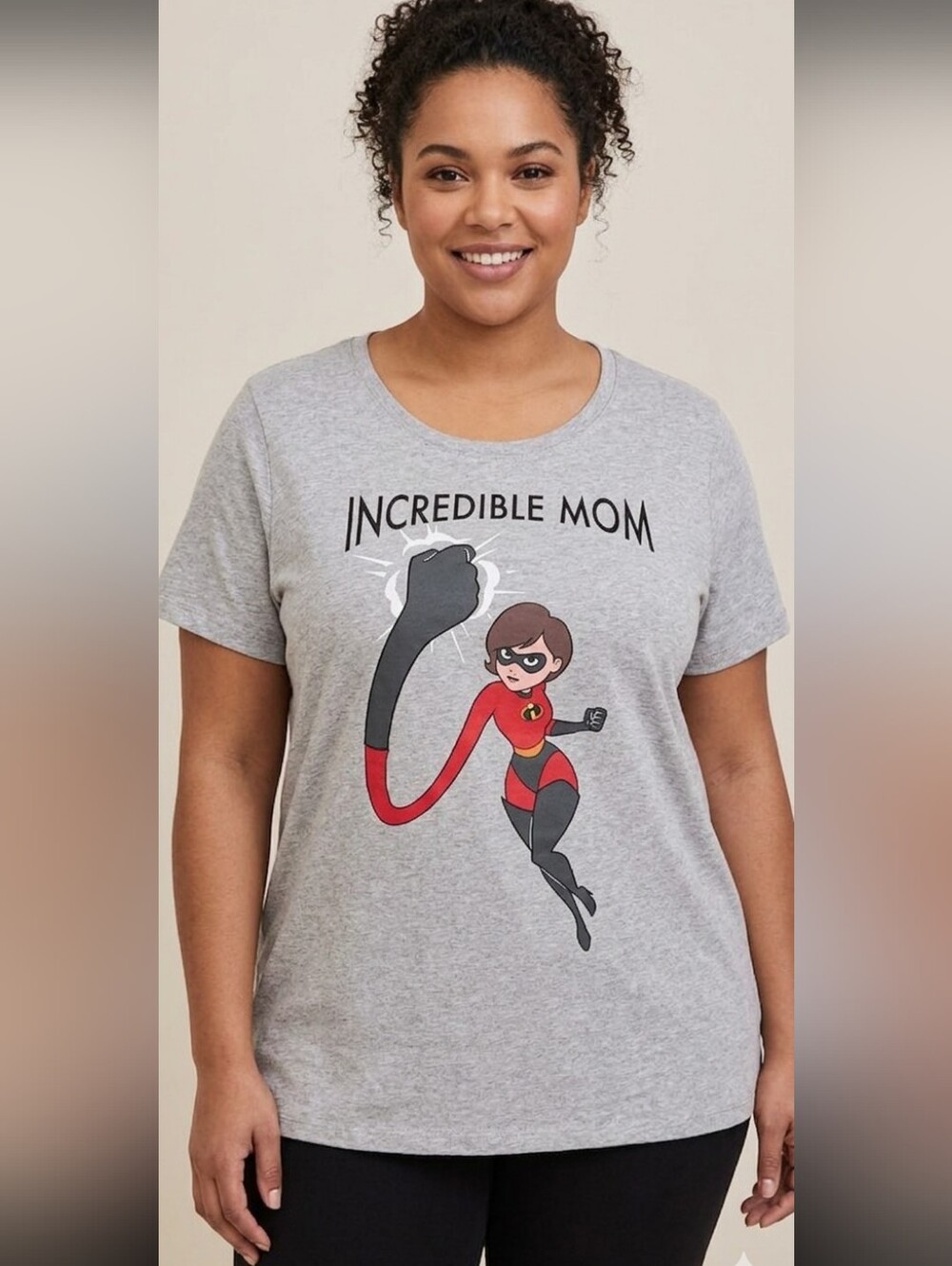 Pixar Women's Gray Incredible Mom Short Sleeve Graphic T-Shirt Size 1X